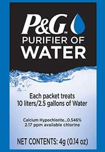 P&G Water Purification Sachets 4g Treats 10L