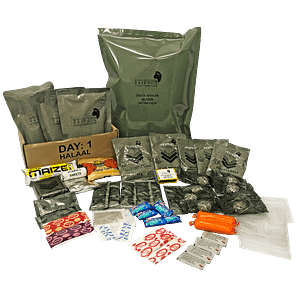 SA Complete 24Hr MRE Ration Pack Meal - Day 1 - Beef Curry Veg & Chicken Pasta Veg